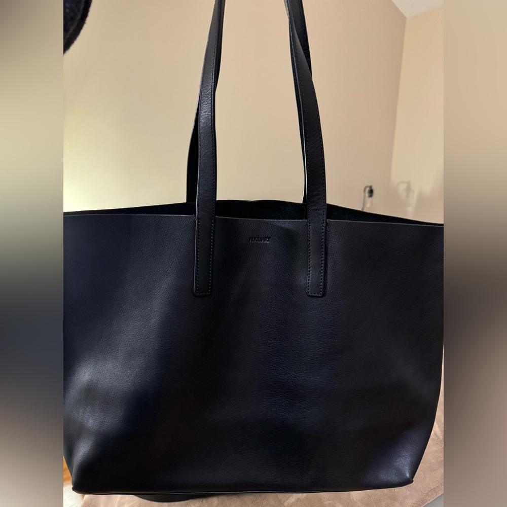 Aritzia Black Leather Tote Bag